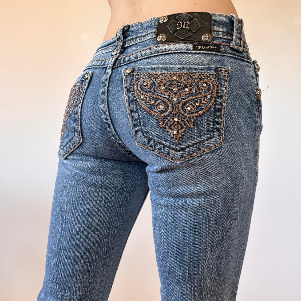 Y2K Low Rise Miss Me Jeans (XS)