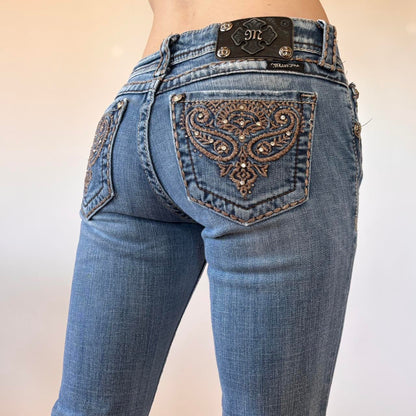 Y2K Low Rise Miss Me Jeans (XS)