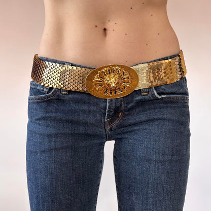 Vintage Gold Lion Head Medallion Belt (S/M)