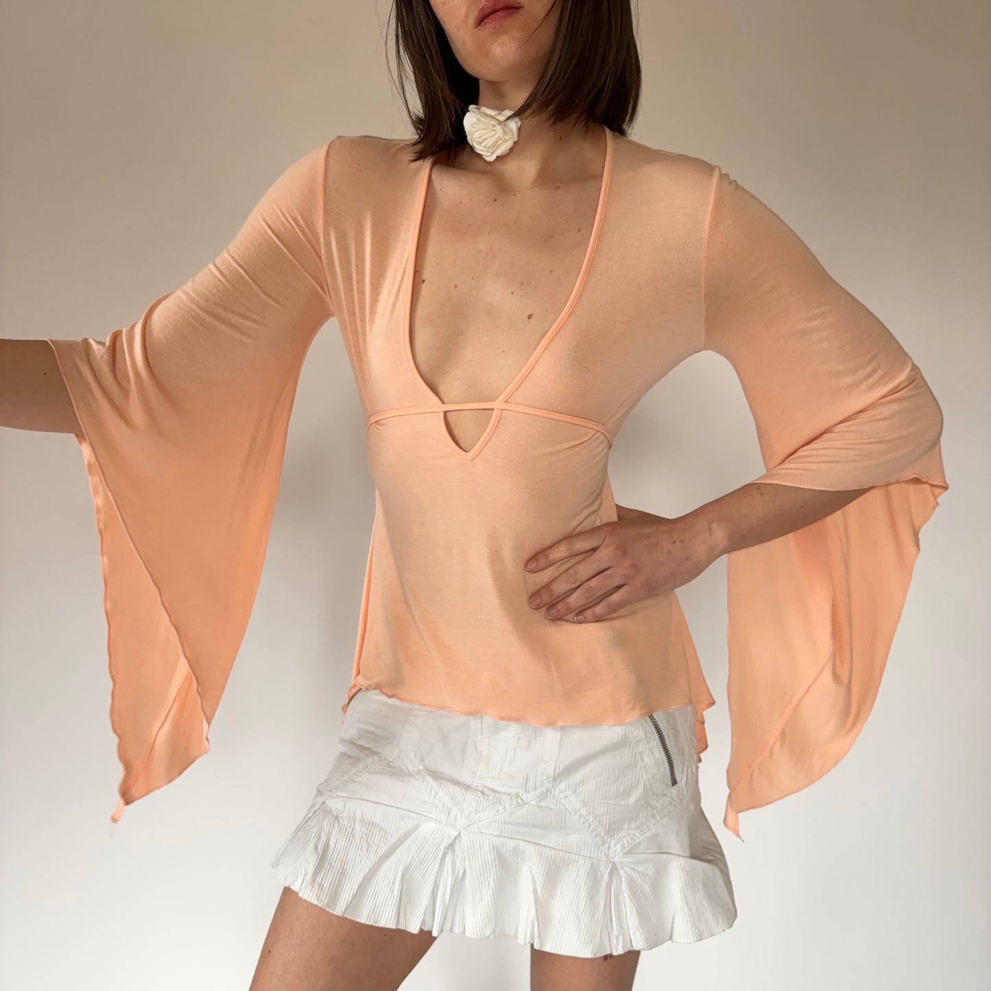 Y2K Peach Whimsy Top (S)