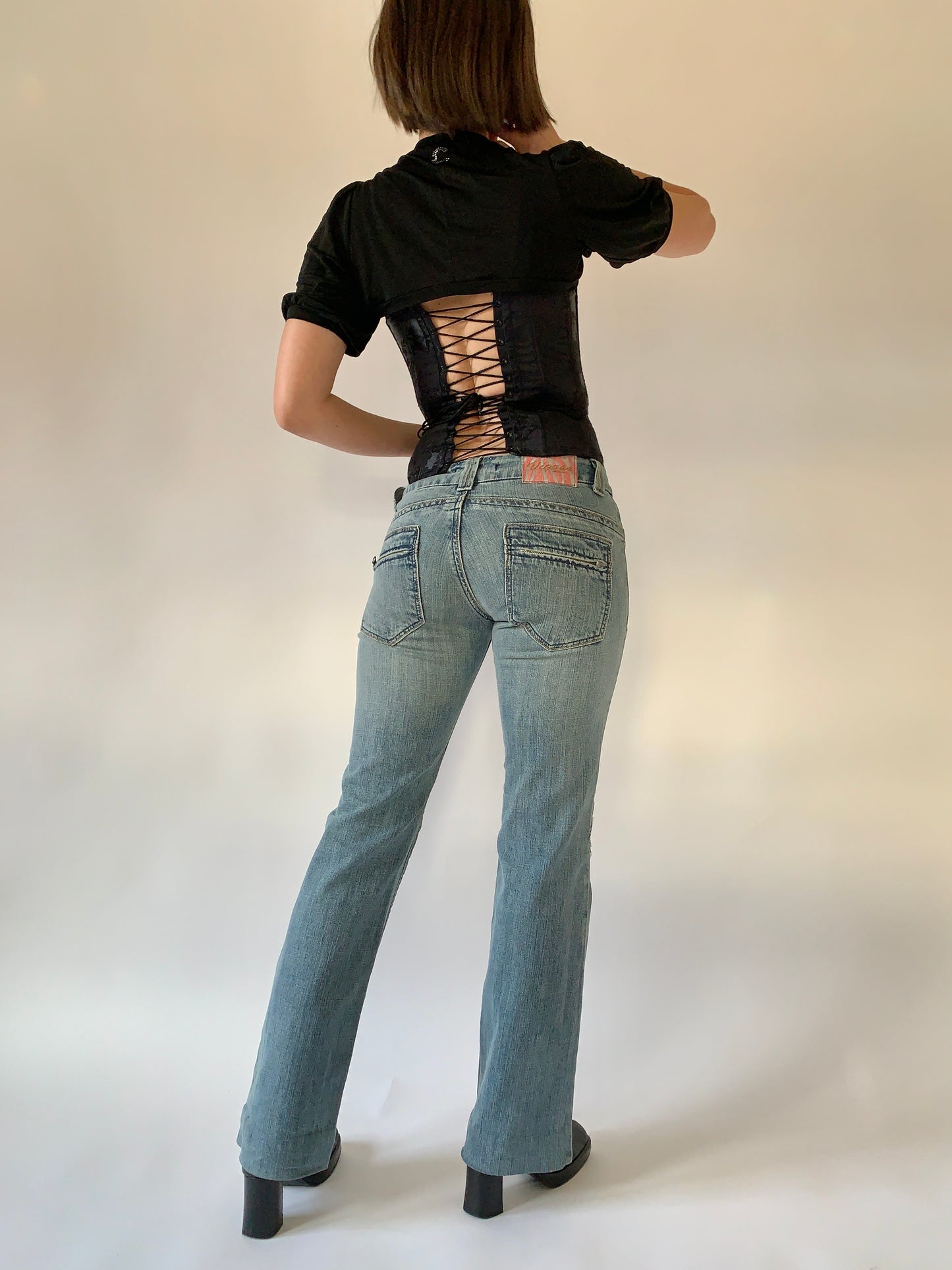 Y2K Floral Embroidered Jeans - Small