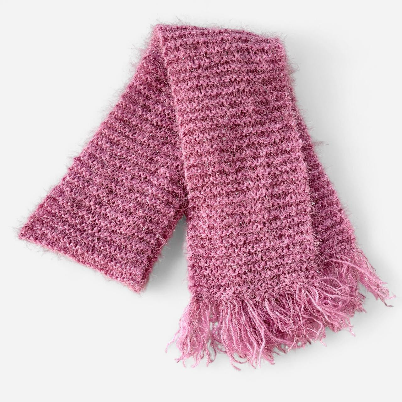 Y2K Pink Knitted Scarf