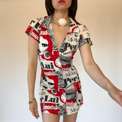 90s Media Print Dress (M)