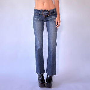Y2K O-Ring Belted Low Rise Jeans (XS)
