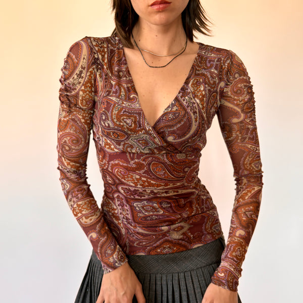 Y2K Mesh Paisley Top (XS)