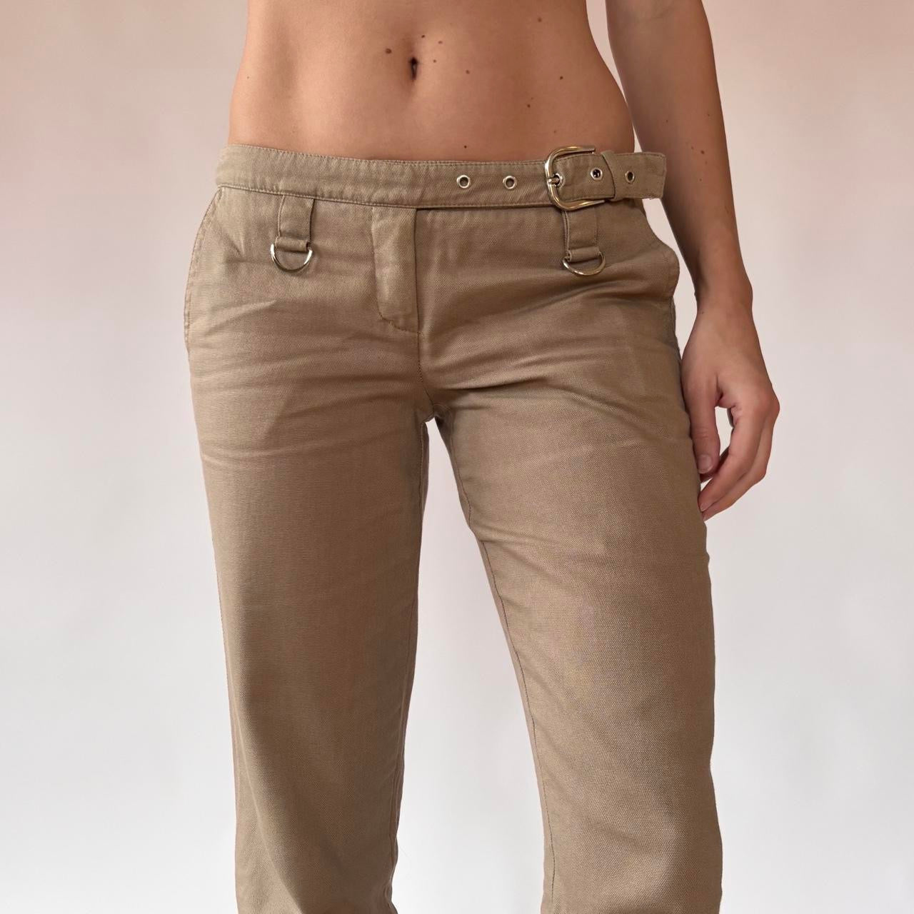 Italian Low Rise Nude Buckle Trousers (S)