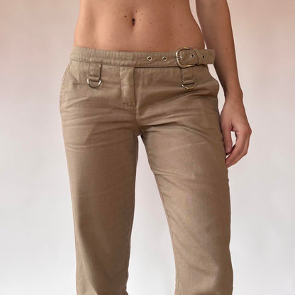 Italian Low Rise Nude Buckle Trousers (S)