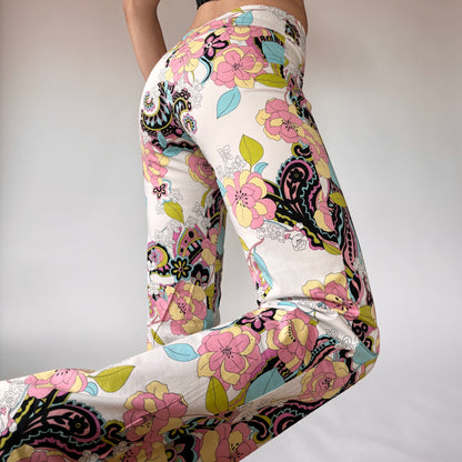 Y2K Floral Print Flares (XS)