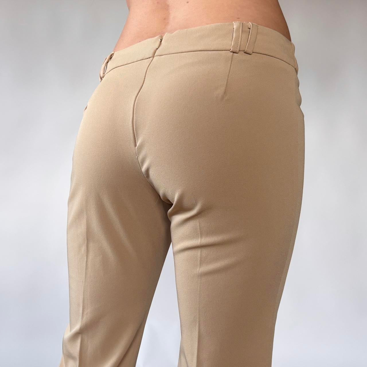 Y2K Nude Flare Trousers (XS)