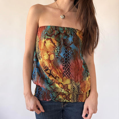 Y2K Snakeskin Tube Top (M)