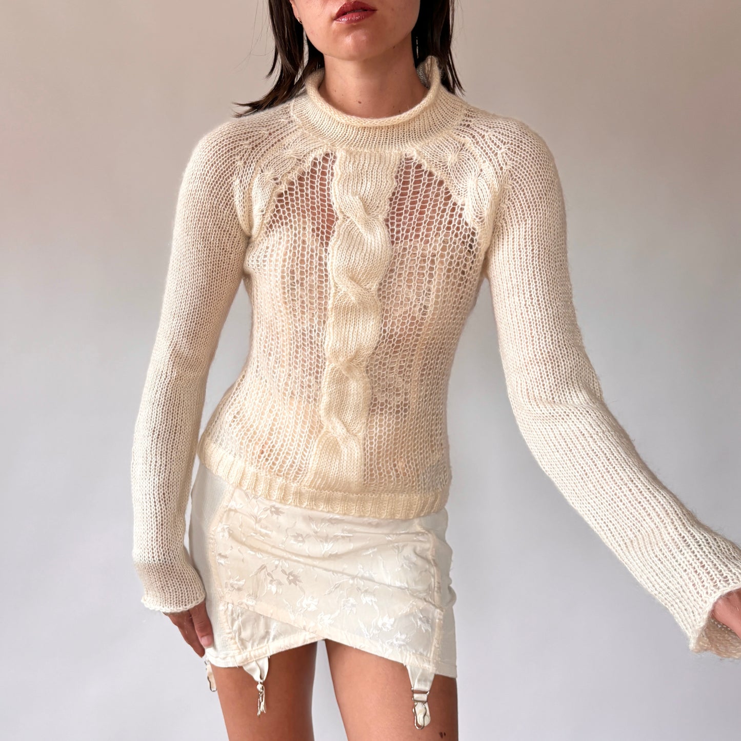 DKNY Cream Knit Pullover (S/M)