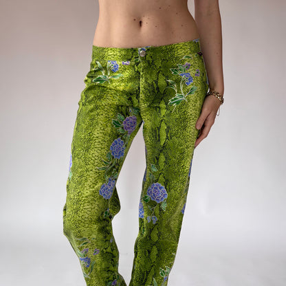 Y2K Snakeskin Print Pants (S)