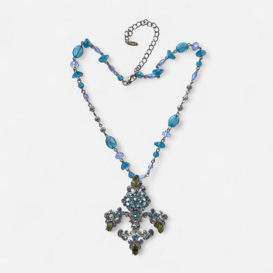 Rhinestone Fleur De Lis Necklace