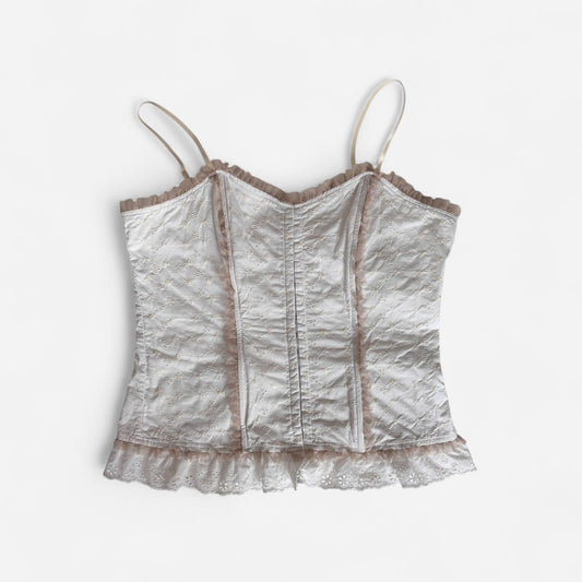Y2K Cotton Eyelet Corset Top (L/XL)