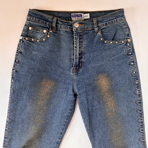 Y2K Glitter Flare Jeans (XS)