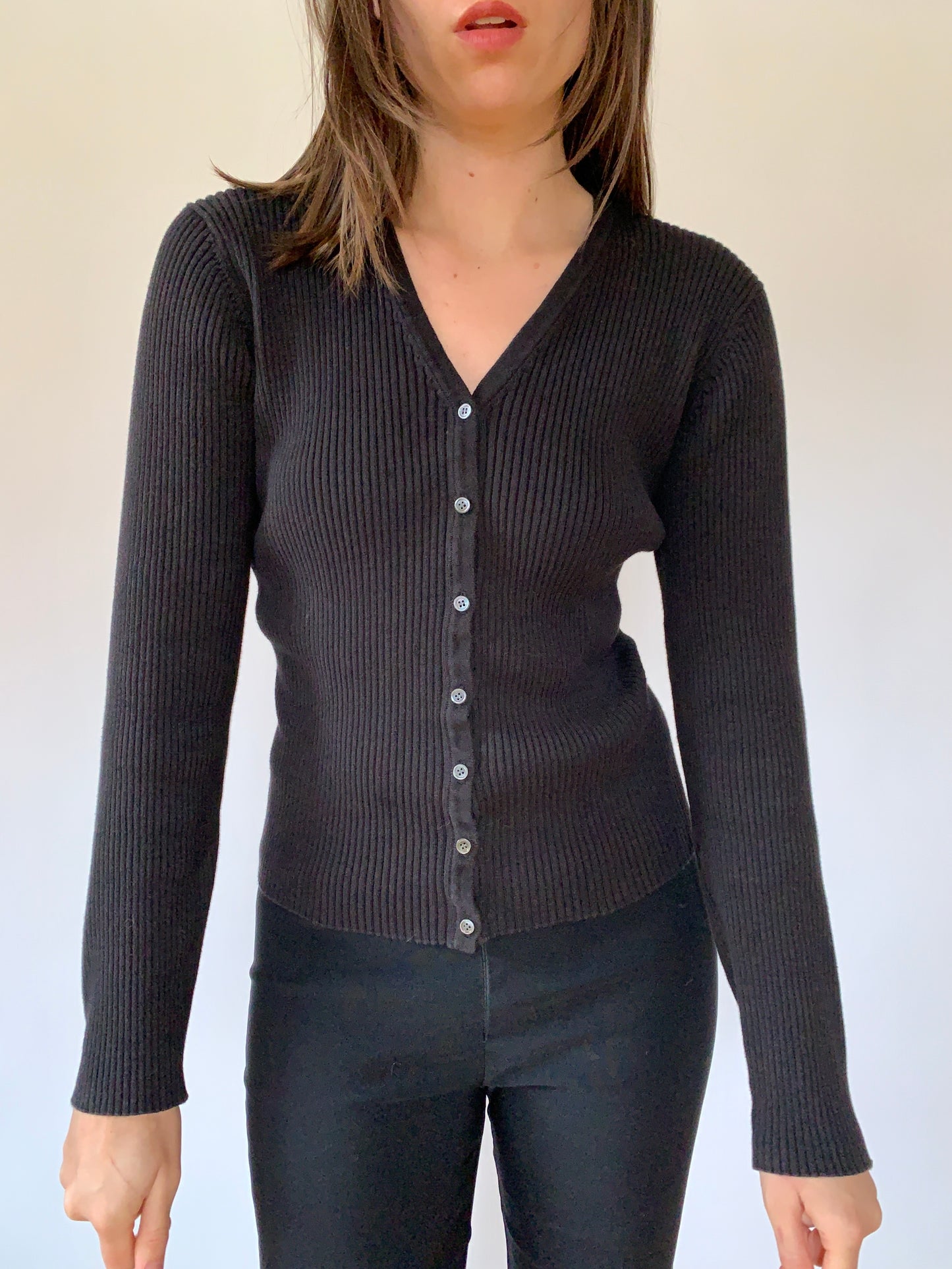 Vintage Ribbed Cardigan - Medium