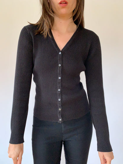 Vintage Ribbed Cardigan - Medium
