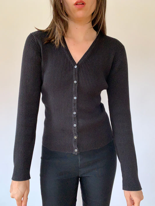 Vintage Ribbed Cardigan - Medium