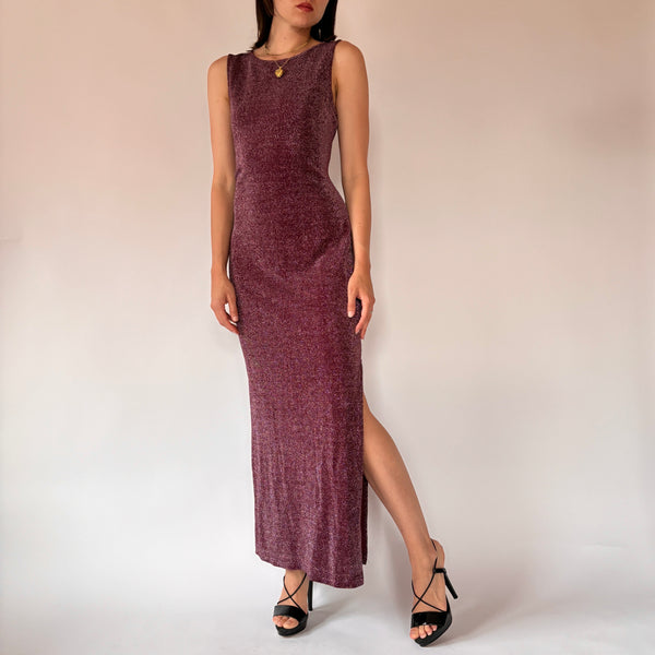 90s Plum Glitter Gown (M)