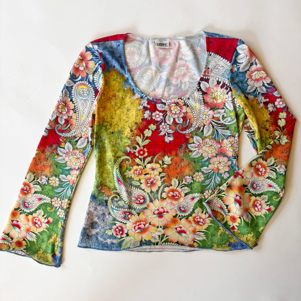 Y2K Rainbow Floral Top (S)