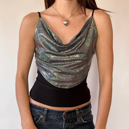 Y2K Disco Cowl Neck Top (S/M)