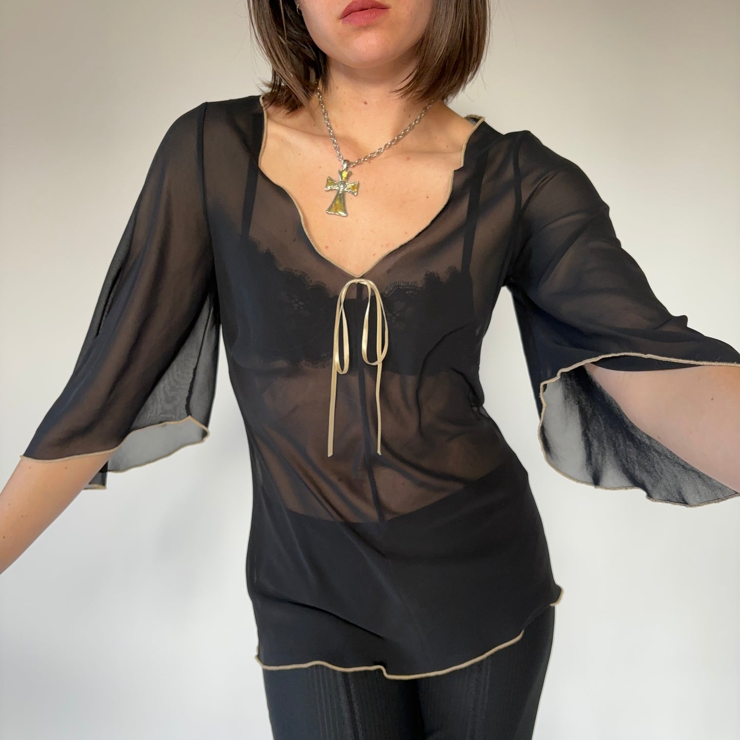 90s Sheer Flowy Top (M)