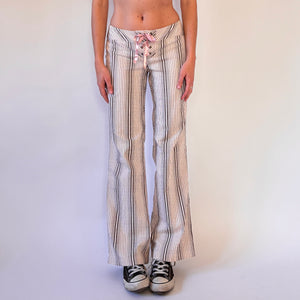 Y2K Stripy Ribbon Flares (XS)