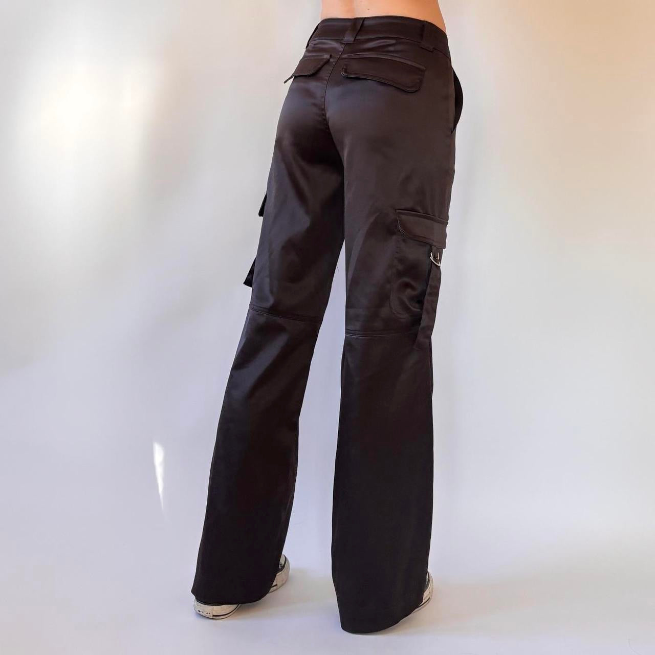 Contemporary Black Satin Cargo Pants (XS)