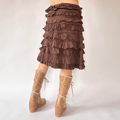 Y2K Ruffly Tiered Cotton Skirt (S)