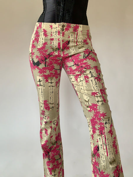 Vintage Cherry Blossom Pants - Small