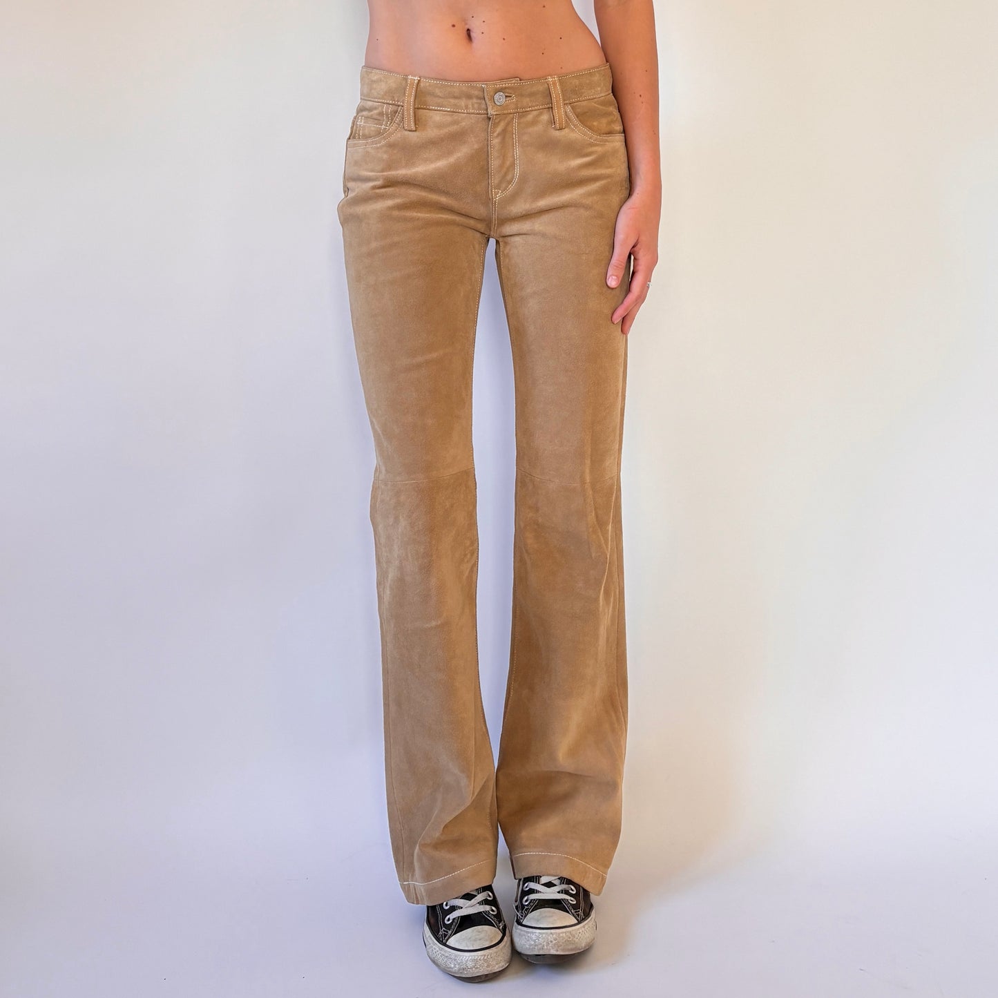 Y2K Suede Leather Pants (XS)