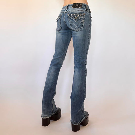 Y2K Low Rise Studded Miss Me Jeans (XS)