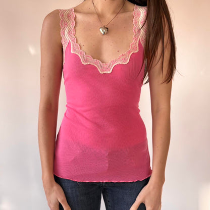 Y2K Pink Mesh Cami Top (S)