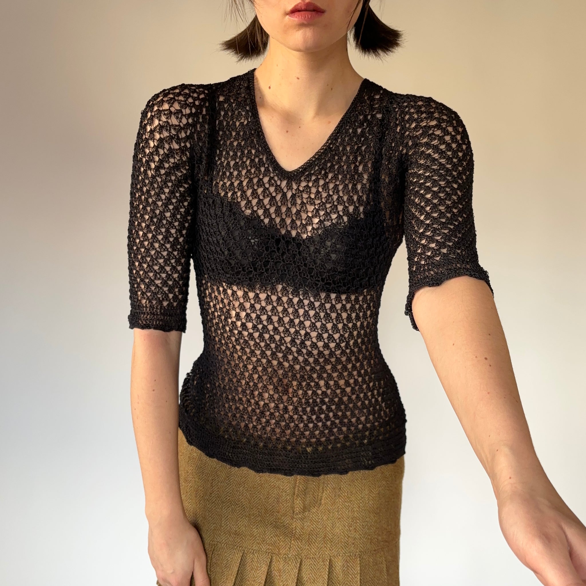 Noir Crochet Blouse (S)