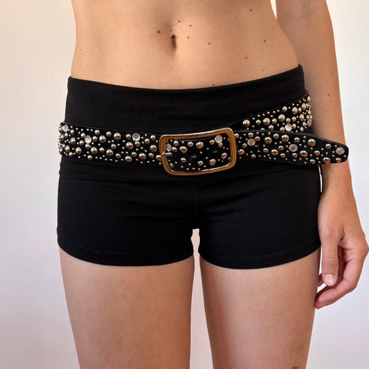 Y2K Suede Studded Rhinestone Belt