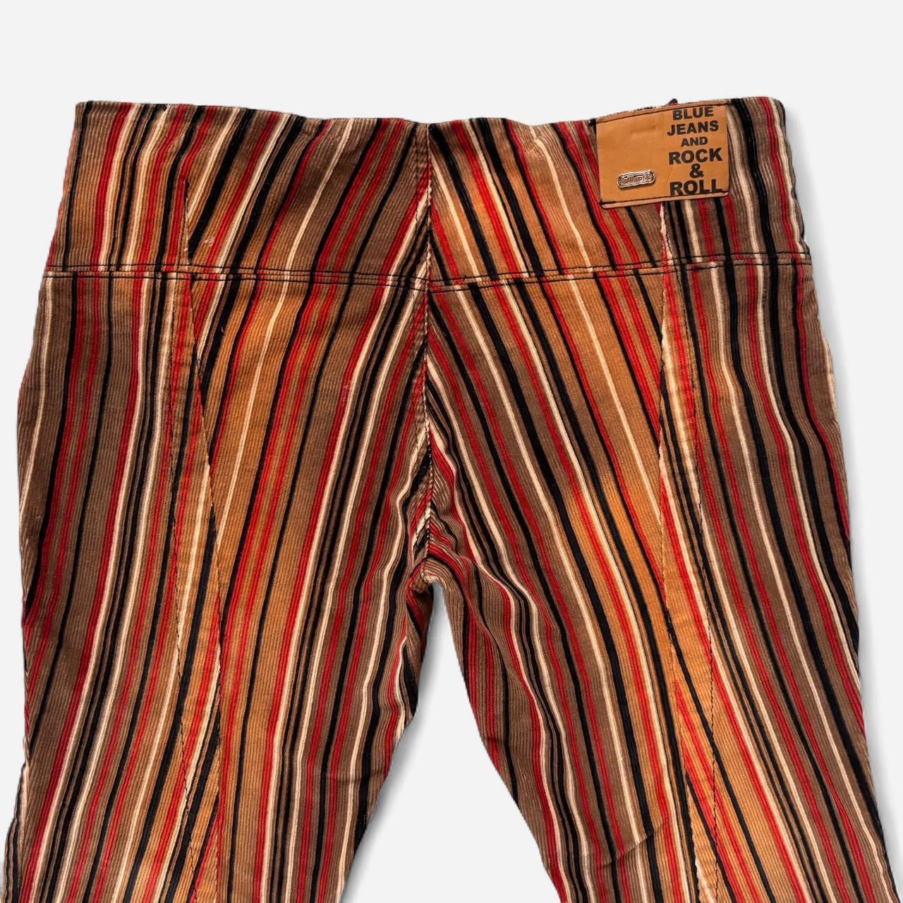 Y2K Stripy Corduroy Lace Up Flares (M/L)