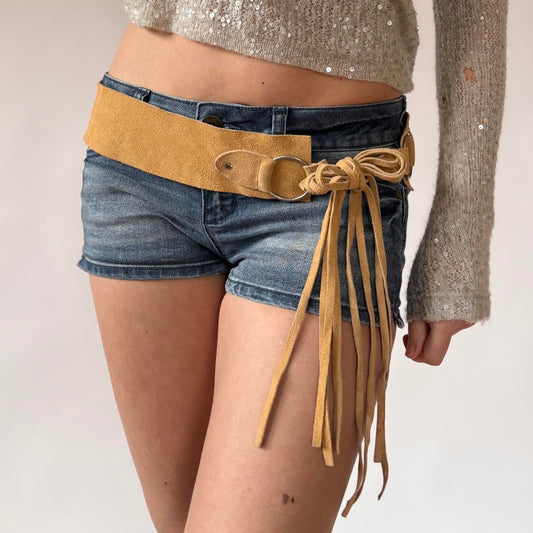 Suede Leather Tie Belt