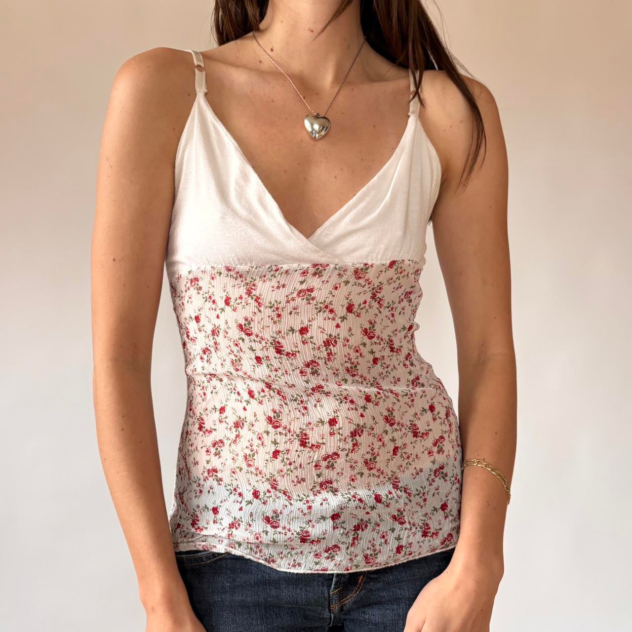 Italian Y2K Floral Cami Tank Top (S)