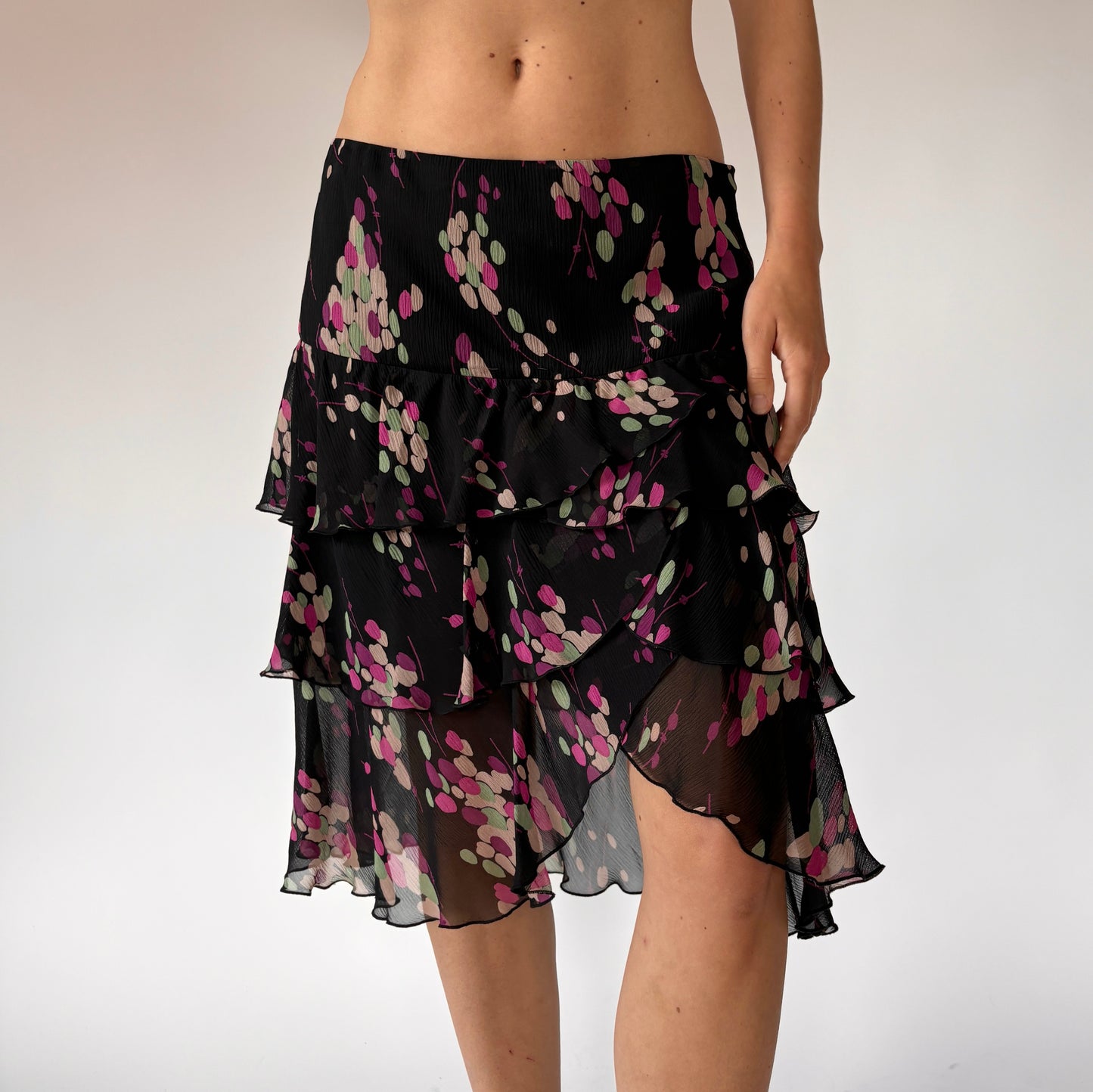 Pure Silk Tiered Skirt (M)