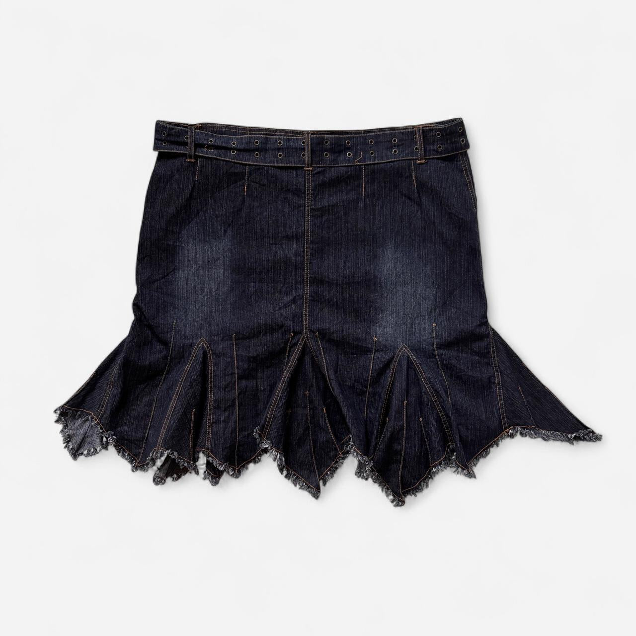Y2K Belted Denim Midi Skirt (2X)