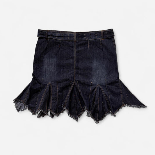 Y2K Belted Denim Midi Skirt (2X)
