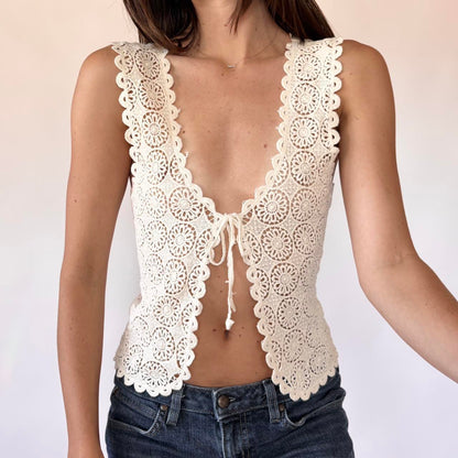 Tie Front Crochet Top (XS/S)