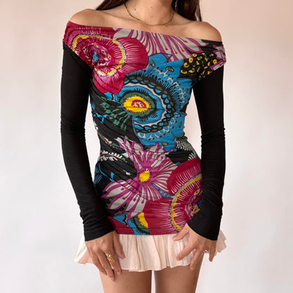 Desigual Cowl Neck Graphic Top (XS/S)