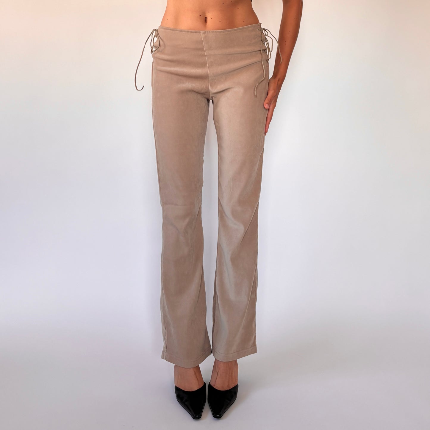 Y2K Nude Lace Up Pants (S)