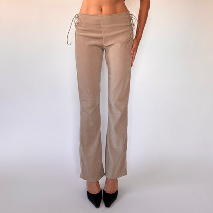 Y2K Nude Lace Up Pants (S)