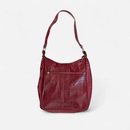 Studded Magenta Leather Bag