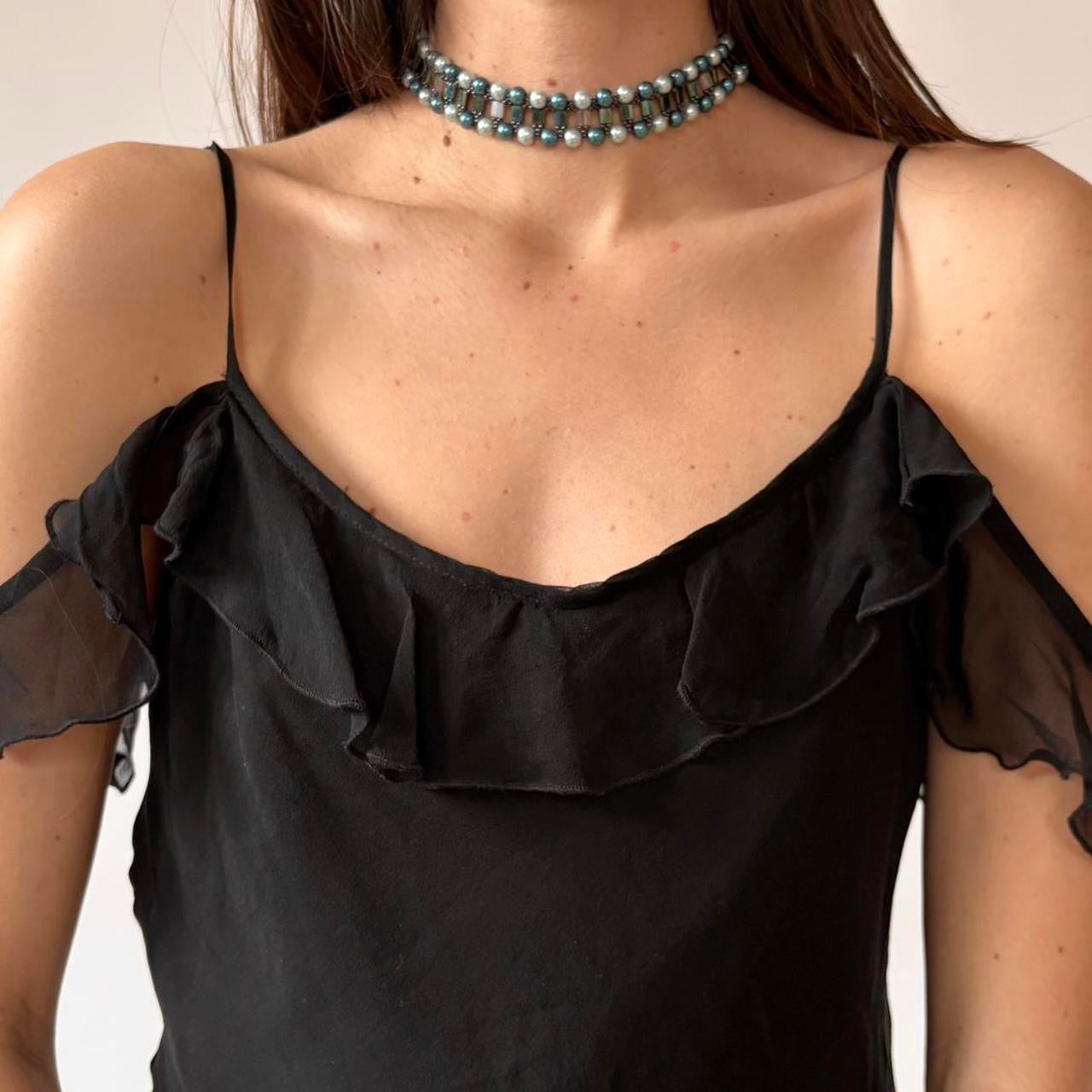 90s Blue Pearly Choker Necklace