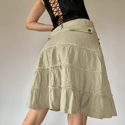 Khaki Ruffle Skirt (S)