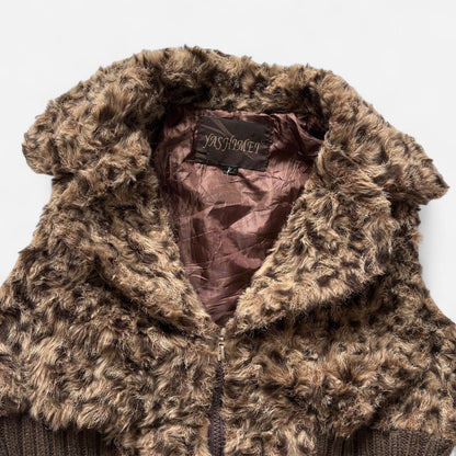 Y2K Furry Leopard Vest (L)