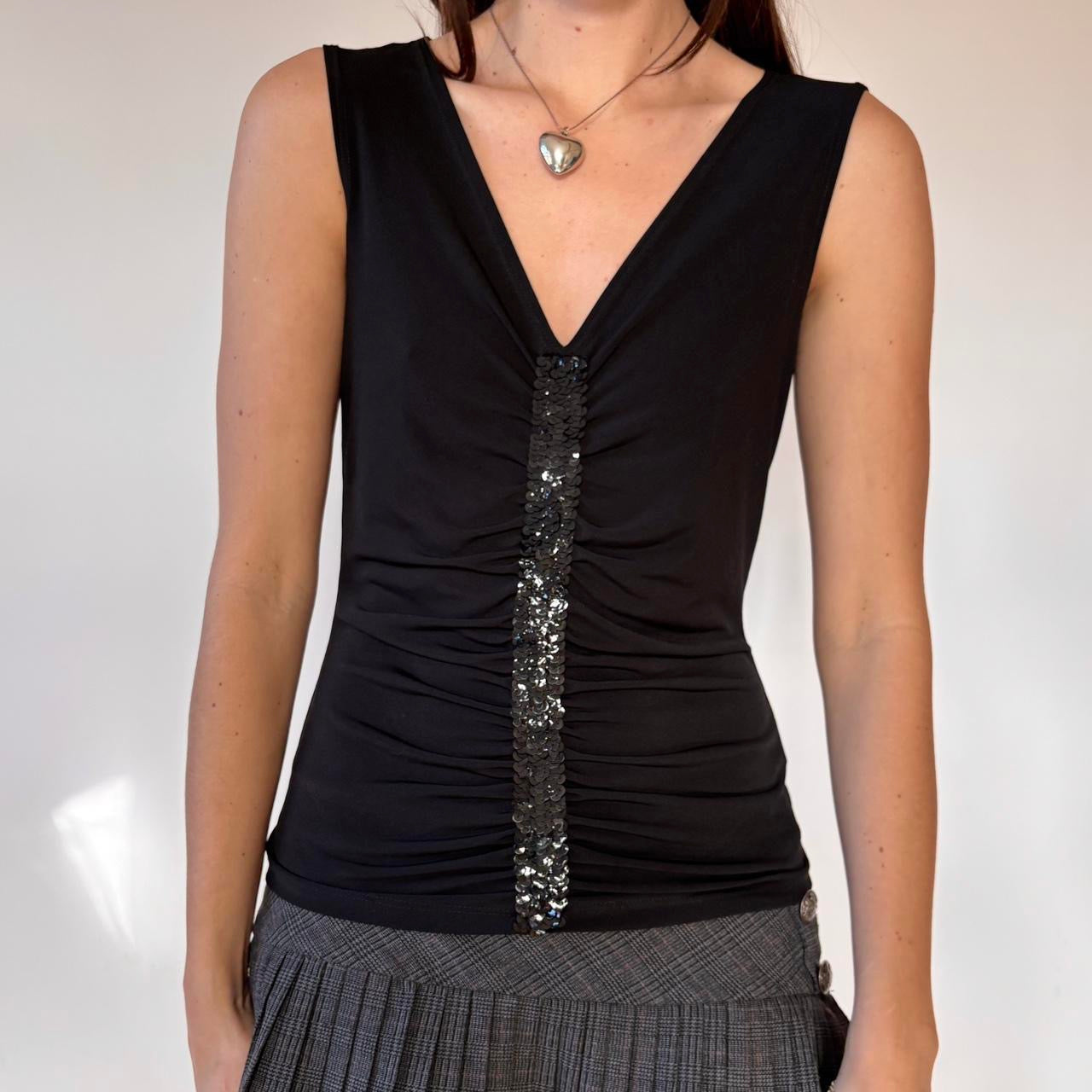 Y2K Ruched Sequin Top (M)